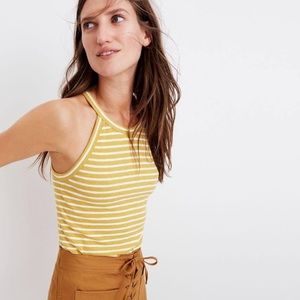 Madewell Yellow and White Striped Tank Top